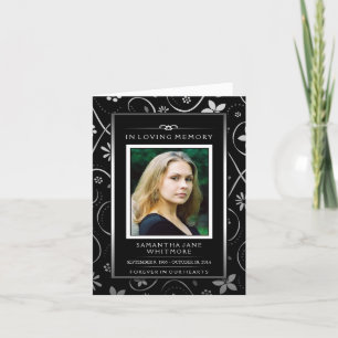 Carte de sympathie florale noire et blanche de