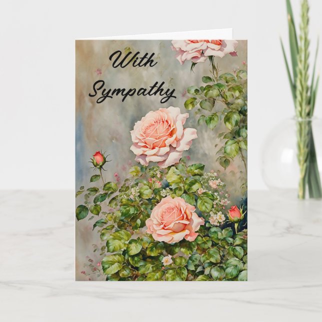 Carte de Sympathie Jardin Fleur Rose orange (Devant)