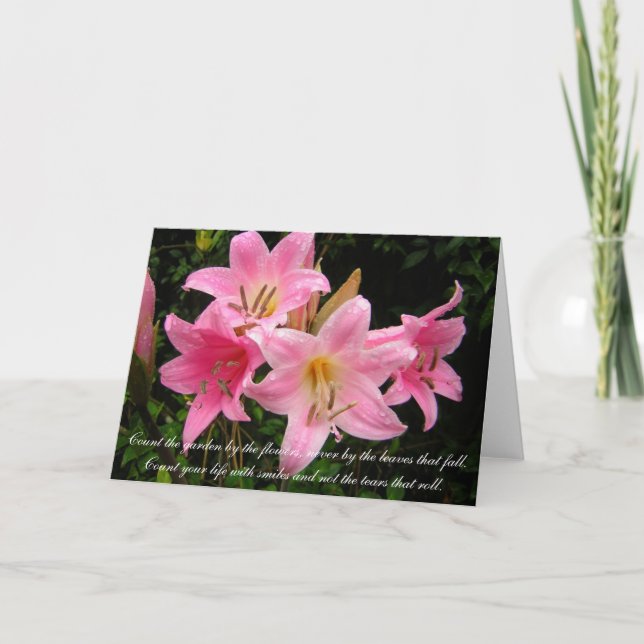 Carte de sympathie - lis roses (Devant)