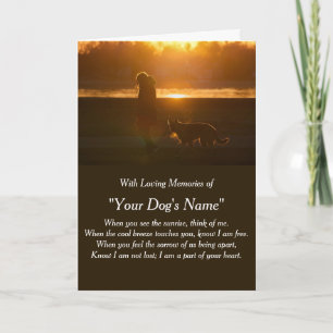 Carte de sympathie pour chien pour perte mémorial