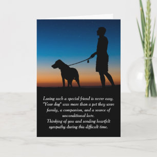 Carte de sympathie pour chien pour perte mémorial
