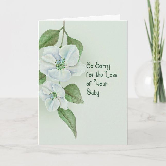 Carte de sympathie pour la perte de bébé vert flor (Devant)
