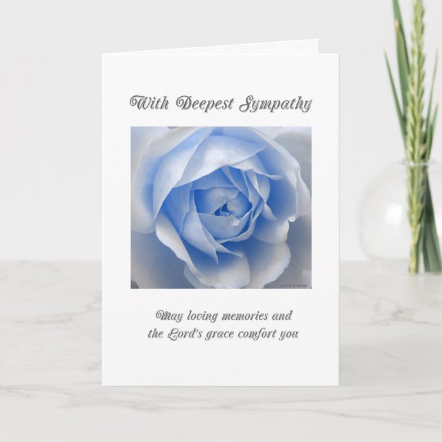 Carte de Sympathie Religieuse Rose Bleue (Devant)