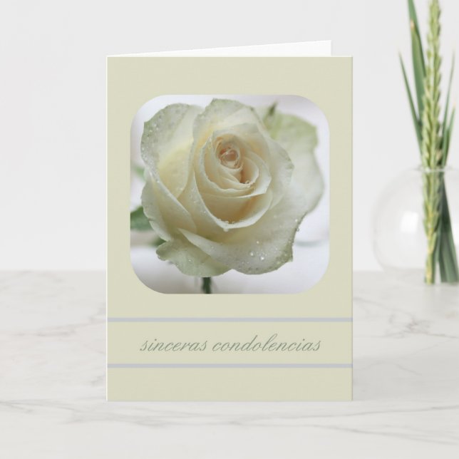 carte de sympathie rose blanche espagnol (Devant)