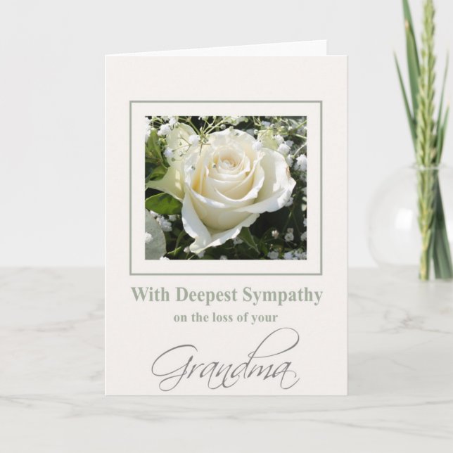 Carte de sympathie Rose perte grand-mère (Devant)