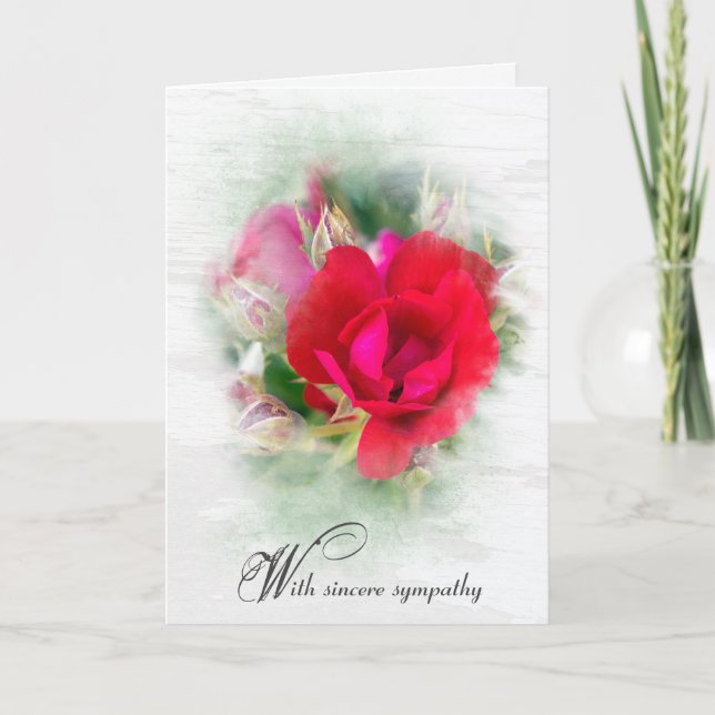Carte de Sympathie Rose Rouge (Devant)