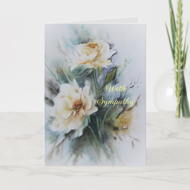CARTE DE SYMPATHIE ROSES JAUNE PALE (Devant)