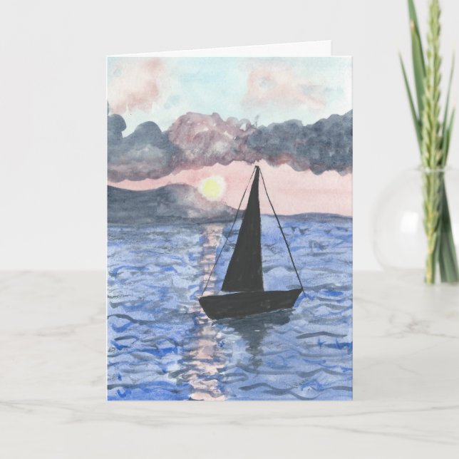 Carte de Sympathie Sunset Sailboat (Devant)