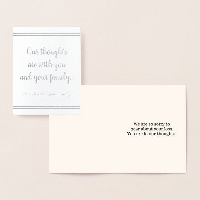 Carte de Sympathies de Foil en Argent customisé (Affichage)