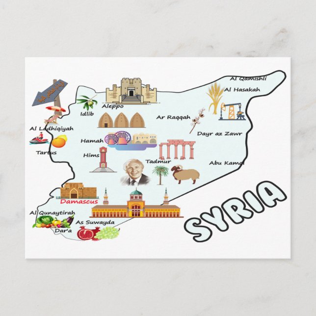 carte de Syrie, noms des principales villes drapea (Devant)