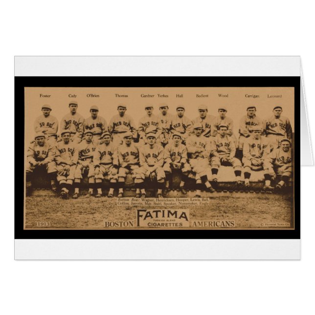 Carte de tabac Fatima Sox rouge 1913 Boston Print (Devant horizontal)
