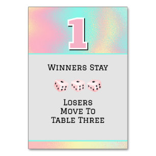 Carte de table #1 Bunco rose