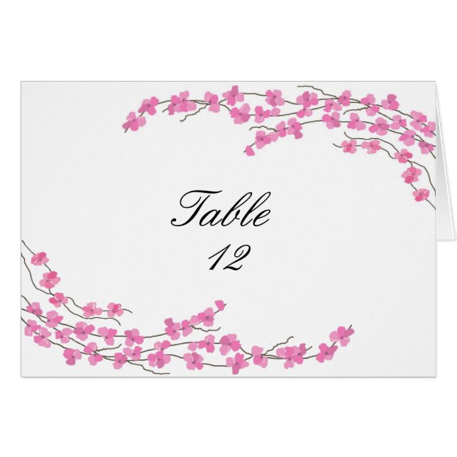 Carte de table à fleurs - Fleurs roses (Devant Horizontal)