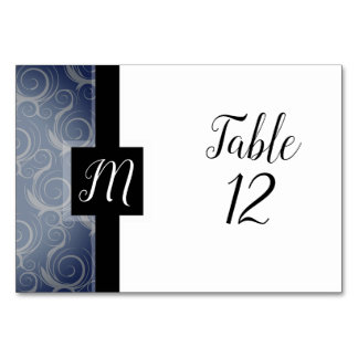 Carte de table à tourbillons monogrammes