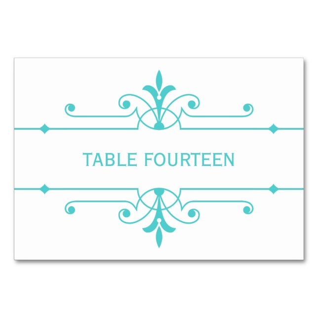 Carte de table Aqua v2 Fancy Mariage ornemental (Devant)