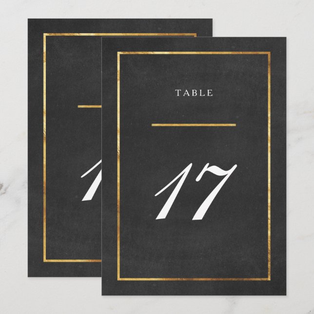 Carte de table Art déco moderne or et noir (Devant / Derrière)