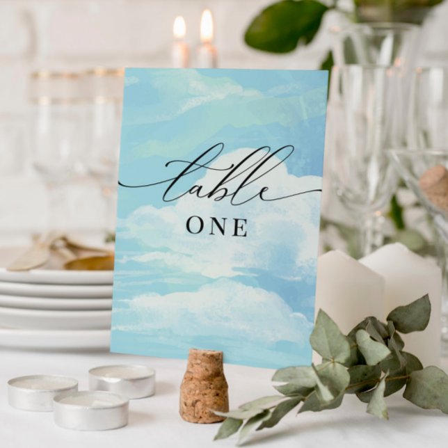 Carte de table baby shower Blue Sky Clouds (Créateur téléchargé)
