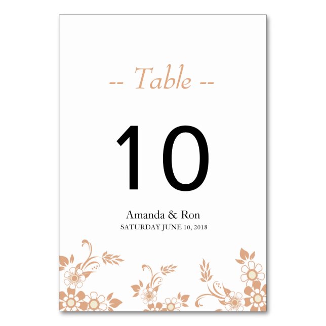 Carte de table beige floral numéro (Par défaut)