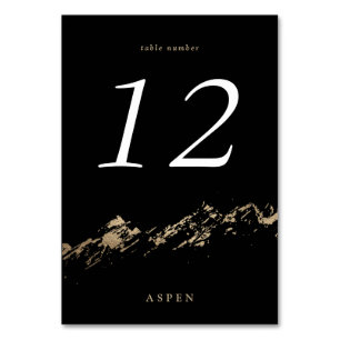 Carte de table Black and Faux Gold Foil Mountains