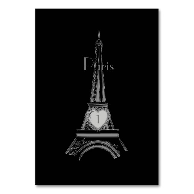 Carte de table Black Eiffel Tower Paris (Par défaut)