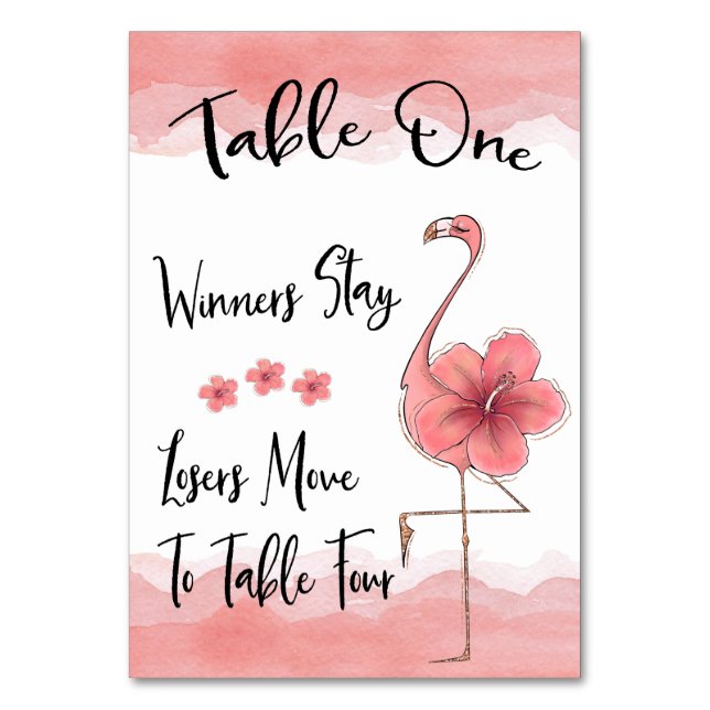 Carte de table Bunco #1 Flamant rose rose amusant  (Par défaut)