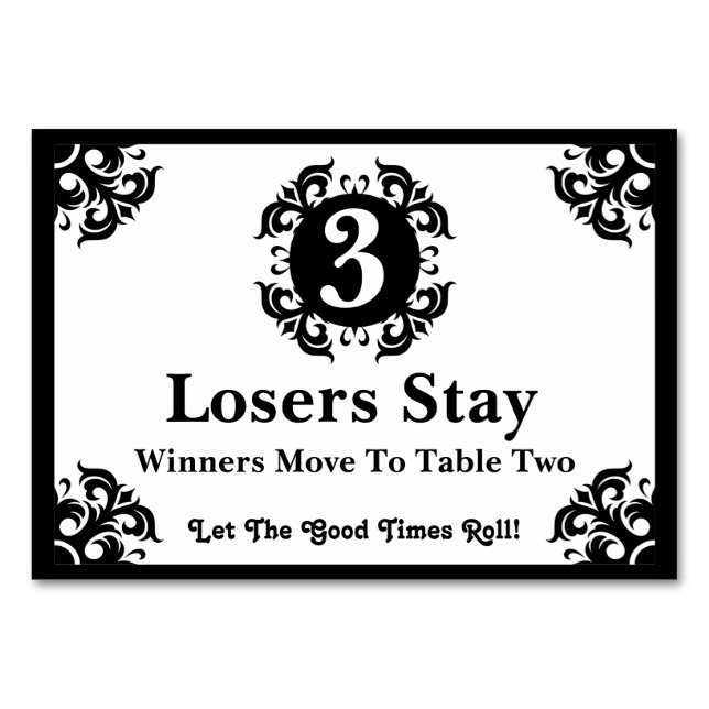Carte de table Bunco Classy #3 (Dos)