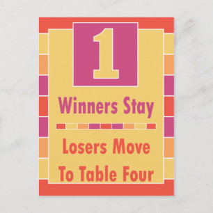 Carte de table Bunco en bandes colorées #1 à 4