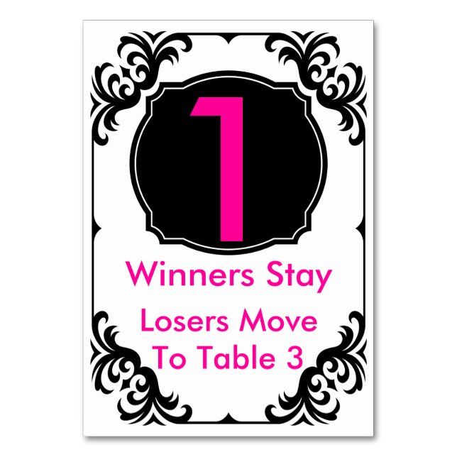 Carte de table Bunco rose et noir - #1 (Dos)