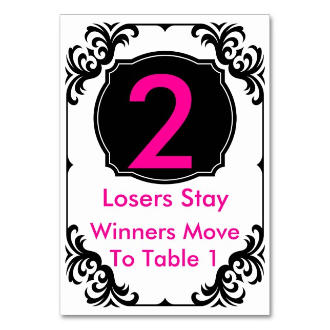 Carte de table Bunco rose et noir - #2 (Par défaut)