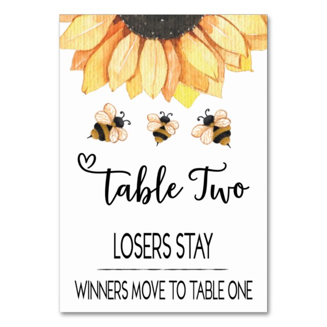 Carte de table Bunco Sunflower Bee #2 (Par défaut)
