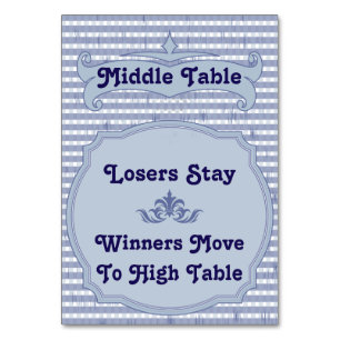 Carte de table Bunco - Table centrale