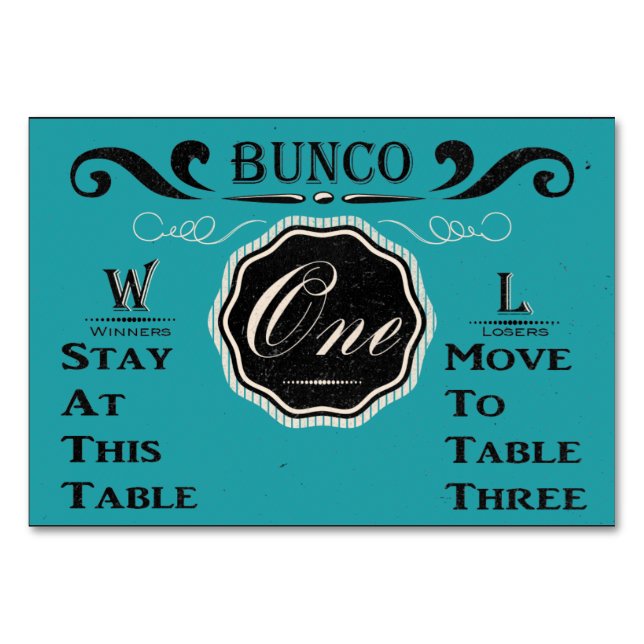 Carte de table Bunco vintage - #1 (Devant)