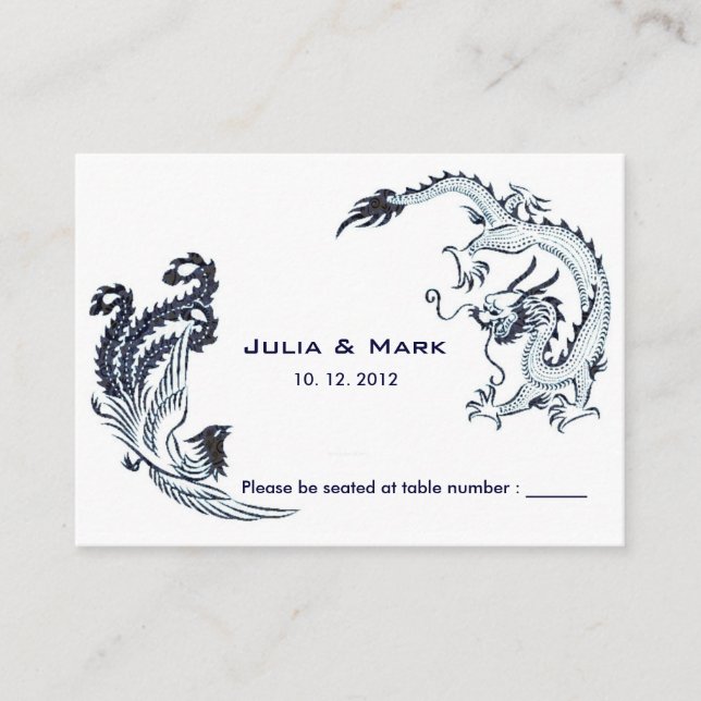 Carte de table chinoise Dragon-Phoenix moderne Mar (Devant)