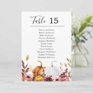 Carte de table Citrouille de l'automne