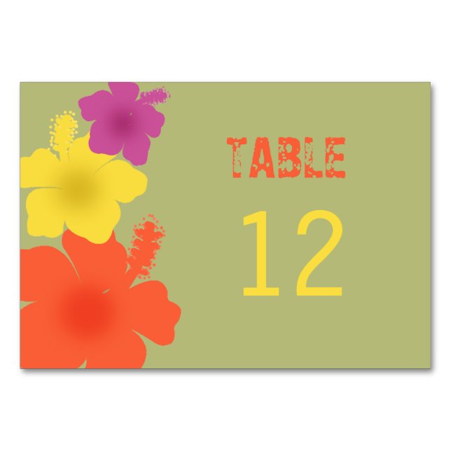 Carte de table colorée Hawaiian Hibiscus Mariage (Devant)