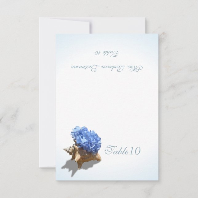Carte de table Coquillage Hydrangea Bleu (Devant)
