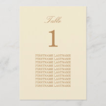 Carte de table crème beige