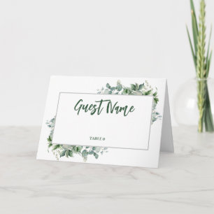 Carte de table de bordure d'eucalyptus aquarelle