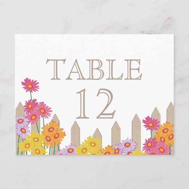 Carte de table de collection de la partie jardin (Devant)