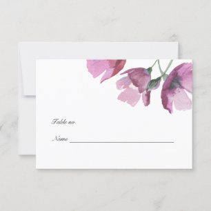 Carte de table de mariage à l'aquarelle violette f