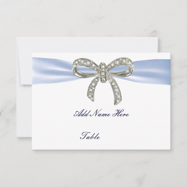 Carte de table de mariage à l'arc en diamant bleu (Devant)