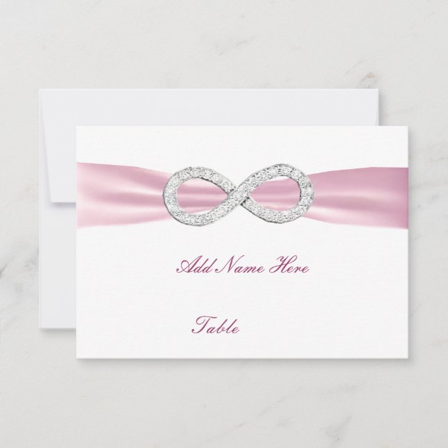 Carte de table de mariage à l'infini Diamant Rose (Devant)