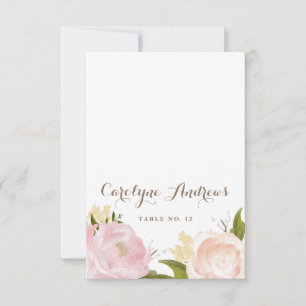 Carte de table de mariage aux fleurs aquarelles ro