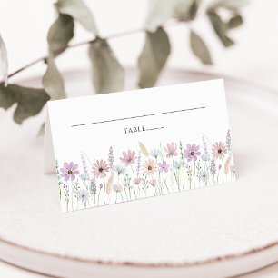 Carte de table de mariage aux fleurs sauvages past