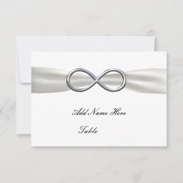 Carte de table de mariage blanche infinité argenté (Devant)