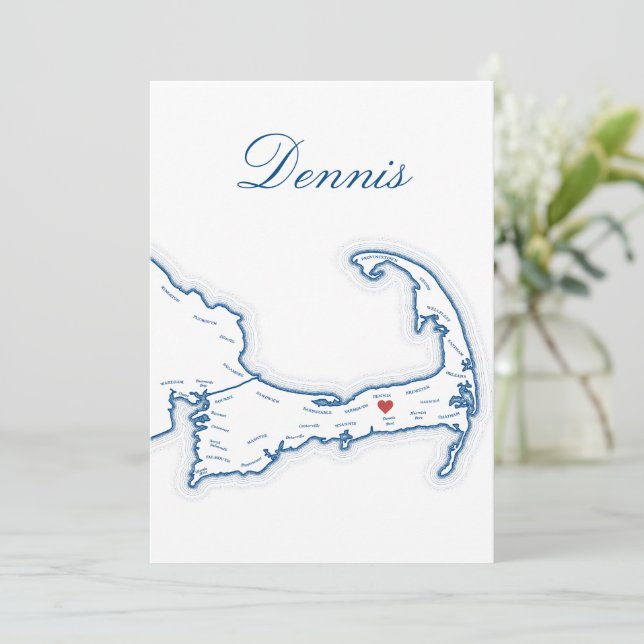 Carte de Table de Mariage Cape Cod Dennis (Debout devant)
