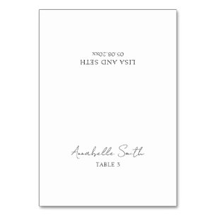 Carte de Table de Mariage Classique Minimaliste