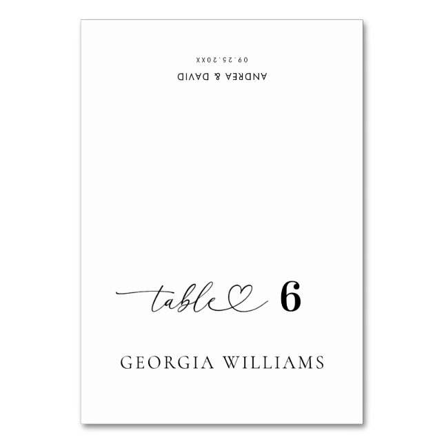 Carte de table de mariage coeur nom invité modifia (Par défaut)