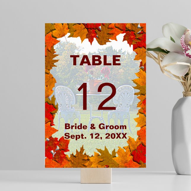 Carte de table de mariage d'automne Prairie d'amou (Meadow of Love Autumn Wedding Table Card)
