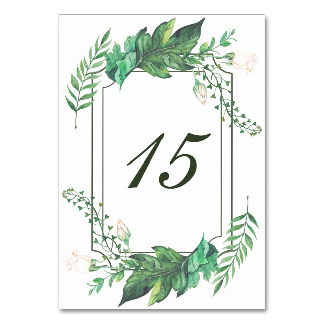 Carte de table de Mariage de fleurs vertes du cadr (Dos)
